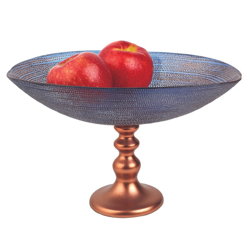 HomeRoots Multi-color Handcrafted European Glass Centerpiece Footed Bowl