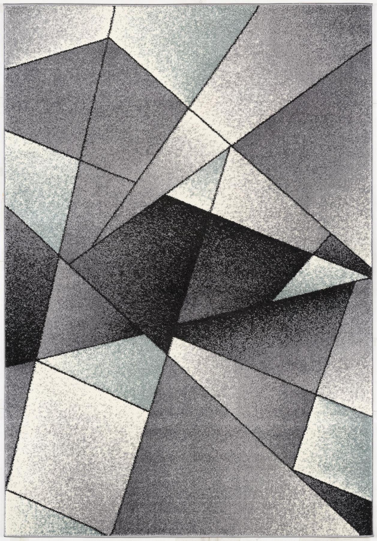 8 X 11 Gray And Blue Prism Pattern Area Rug