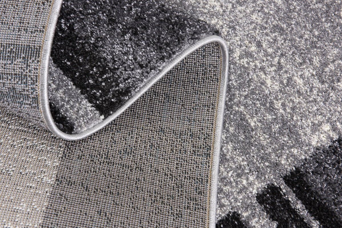HomeRoots Grey 100% Twisted Polyester 5â€ x 8â€ Gray Modern Bordered Area Rug
