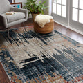 7 X 9 Blue And Red Mod Distressed Area Rug