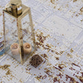 2 X 15 Abstract Beige And Gold Modern Runner Rug