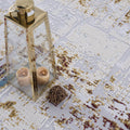 2 X 8 Abstract Beige And Gold Modern Runner Rug