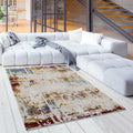 8 X 11 Abstract Beige And Gold Modern Area Rug