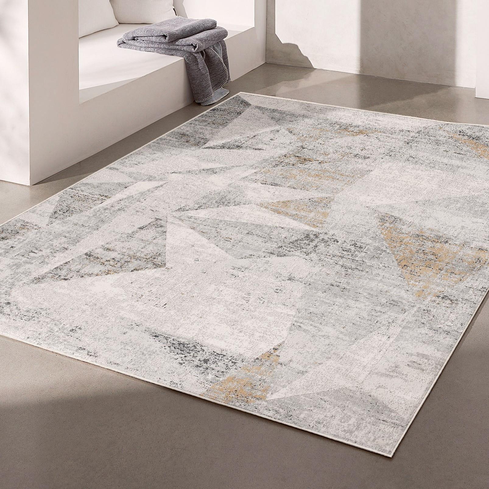 5 X 8 Gray Distressed Prism Modern Area Rug