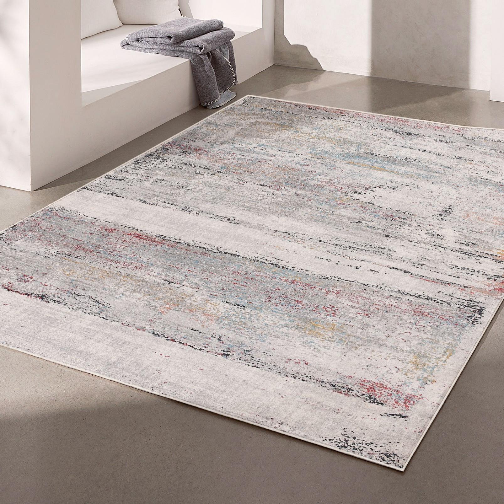 7 X 10 Gray Abstract Irregular Blocks Area Rug