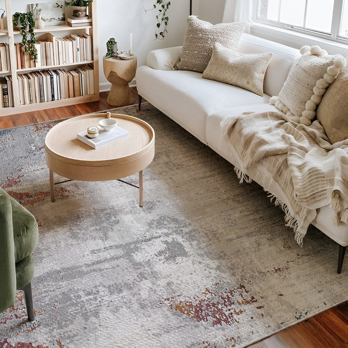 5 X 8 Gray And Ivory Modern Abstract Area Rug