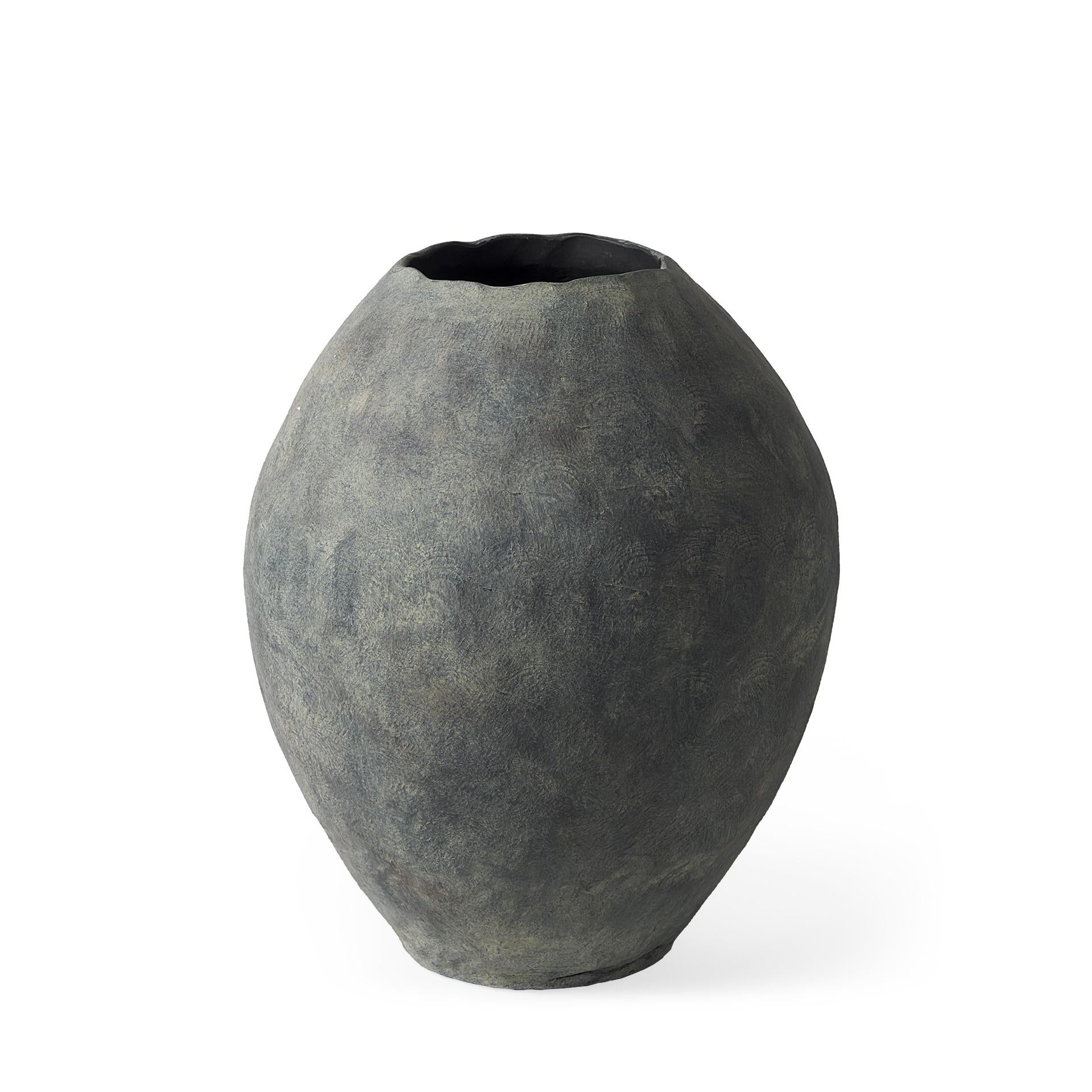 Kyros Gray 23 Earthy Ceramic Oval Vase