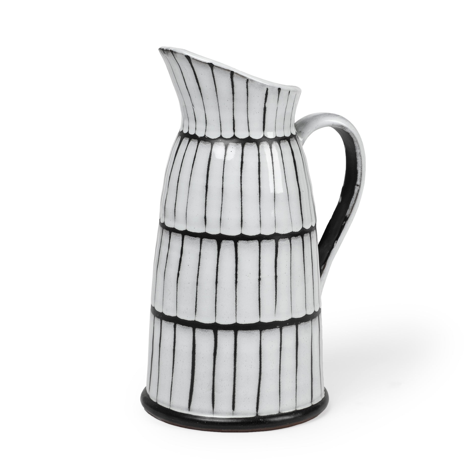 13 White And Black Artisan Glaze Ceramic Pitcher