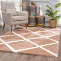 4 X 6 Beige And White Modern Lattice Area Rug