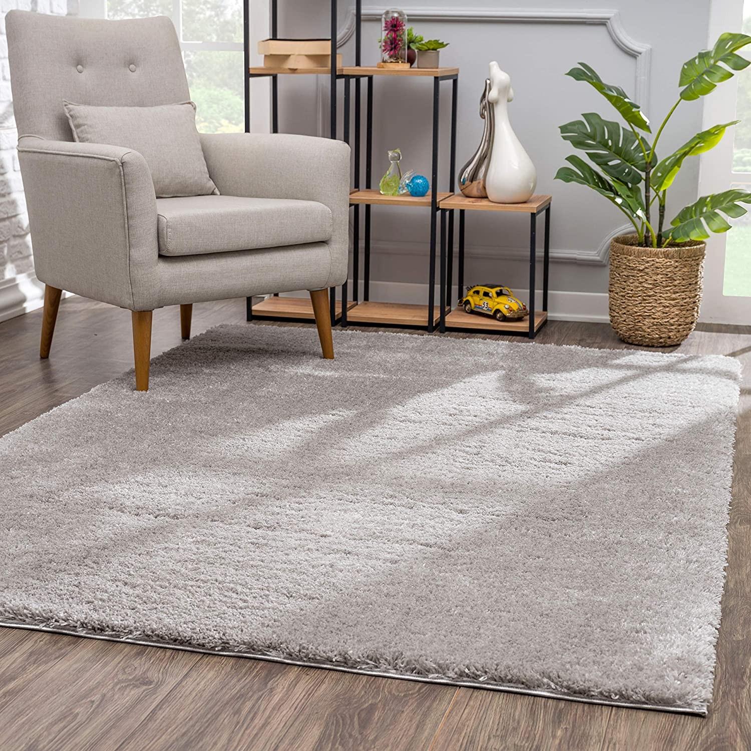 5 X 8 Gray Modern Solid Shag Area Rug