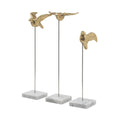 Set Of Three Gold Bird Sculptures