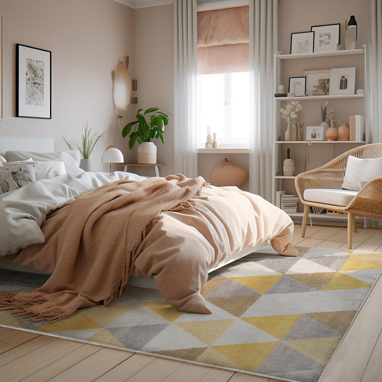 4 X 6 Yellow Triangular Lattice Area Rug