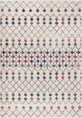 7 X 10 White Modern Geometric Grid Area Rug
