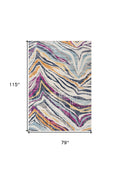 7 X 10 Blue And Gold Zebra Pattern Area Rug