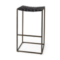 Black Woven Leather Bar Stool