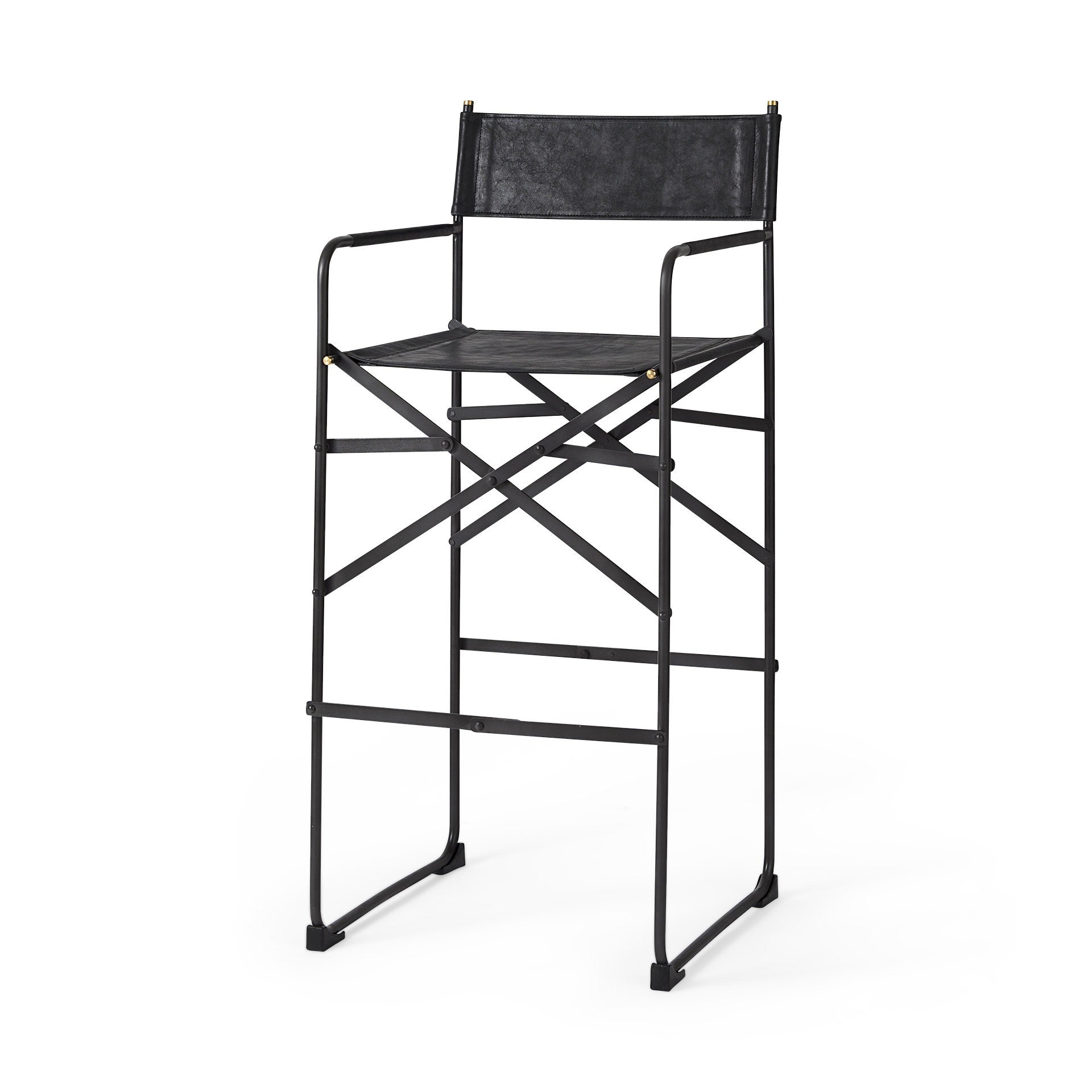 Black Leather Directors Chair Bar Stool