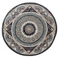 3 Round Gray Geometric Medallion Area Rug