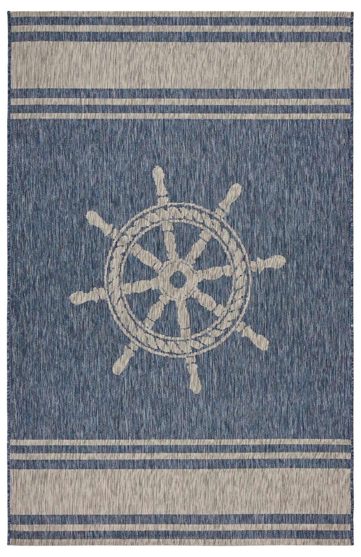 8 X 9 Navy Ship Helm Indoor Outdoor Area Rug