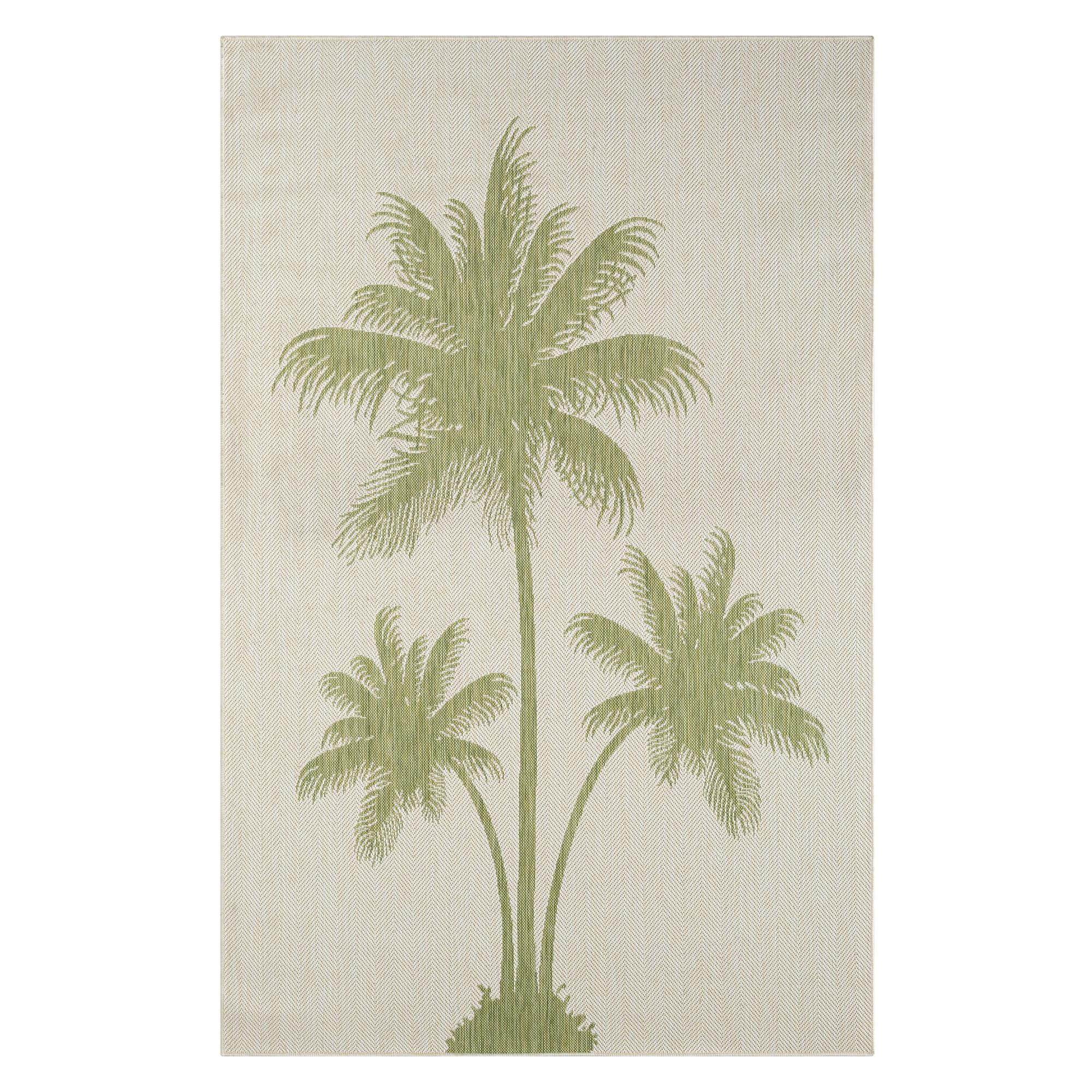 5 X 7 Green Palm Tree Indoor Outdoor Area Rug