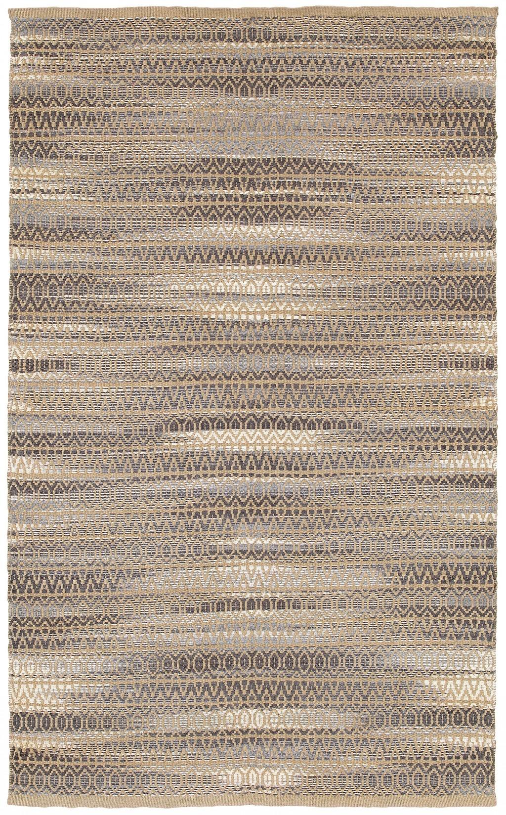 9 x 12 Gray and Tan Striated Runner Rug