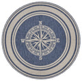 8 Round Navy Nautical Indoor Outdoor Area Rug