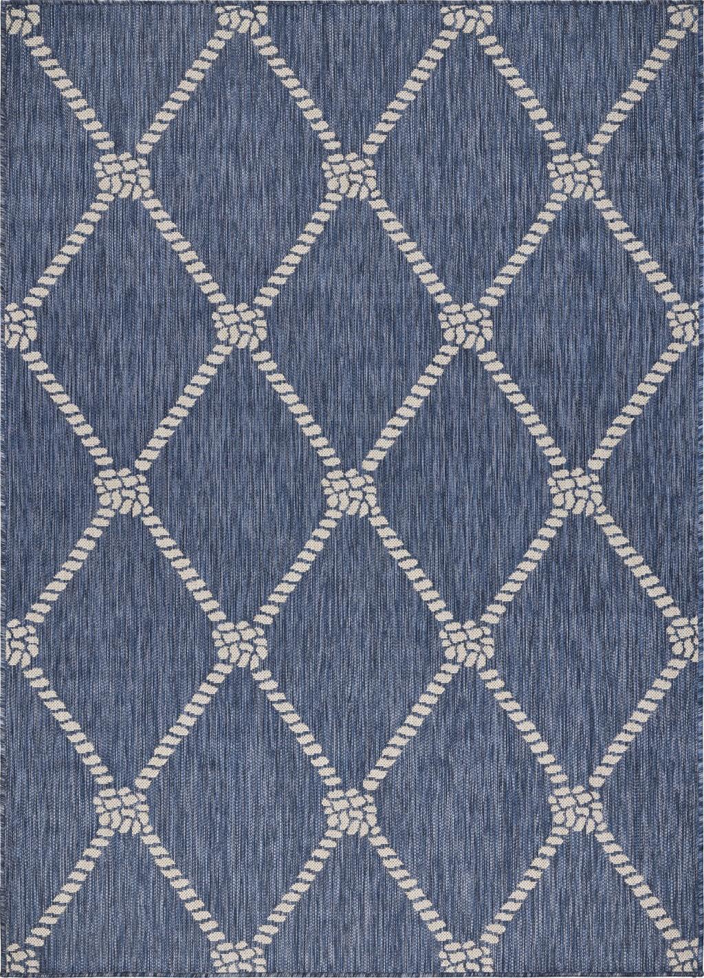 5 x 7 Navy Knot Indoor Outdoor Area Rug