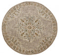4 Round Beige Distressed Medallion Area Rug