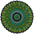 8 Round Green Peacock Feather Area Rug