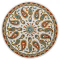 7 Round Orange and White Paisley Area Rug