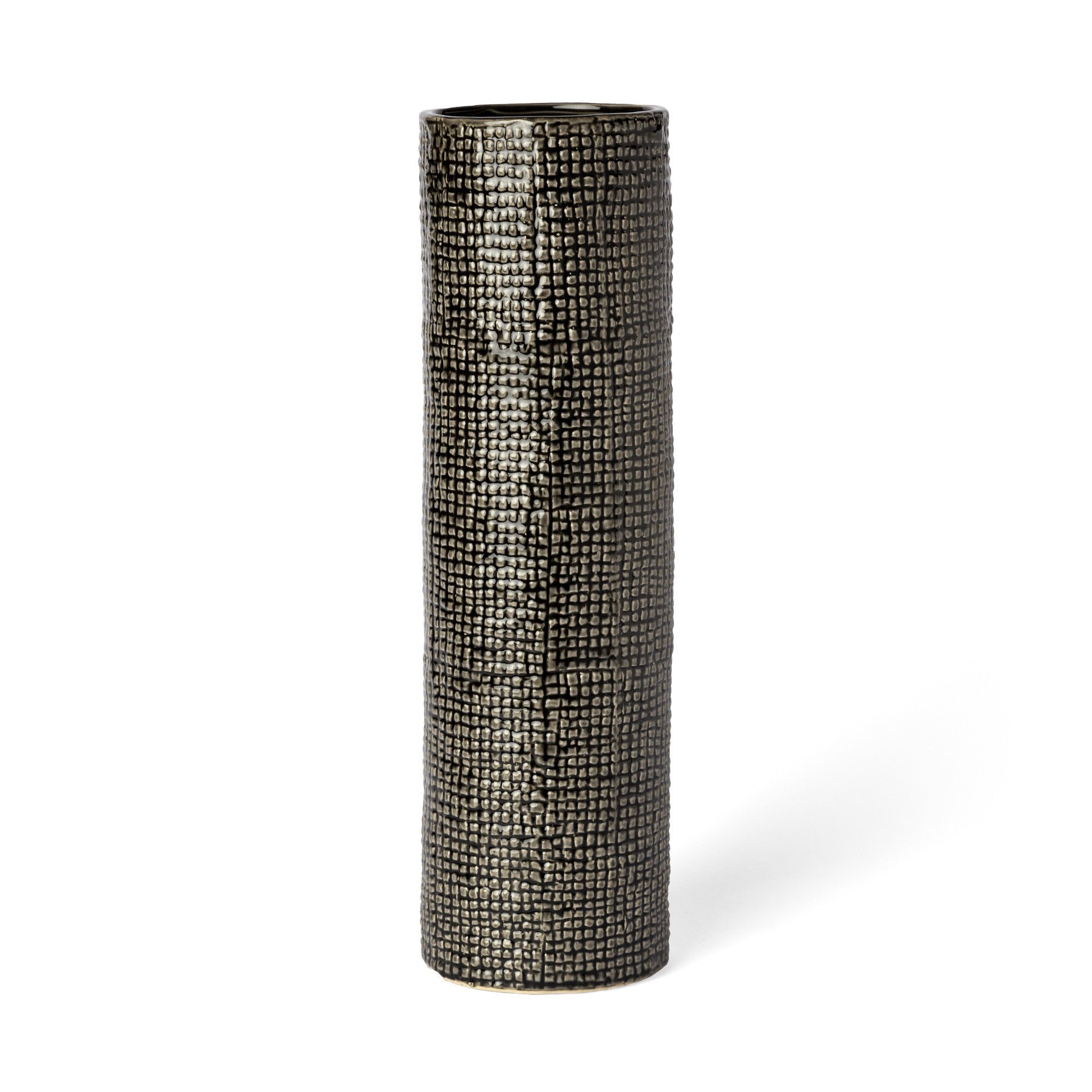 15 Black and Gold Check Tall Ceramic Vase