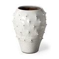 14 White Spiked Organic Glaze Large Mouth Ceramic Vase