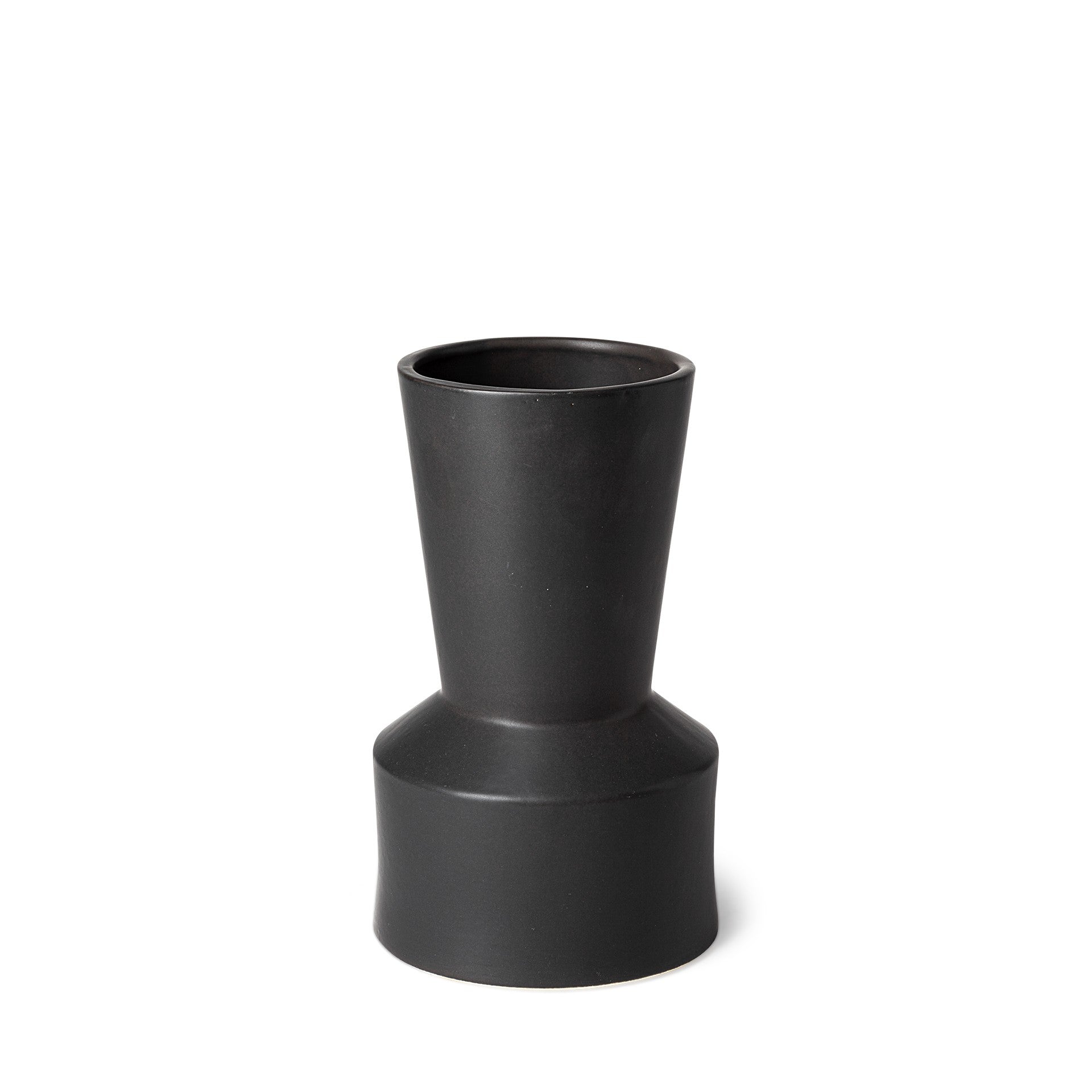 9 Matte Black Contempo Deco Ceramic Vase