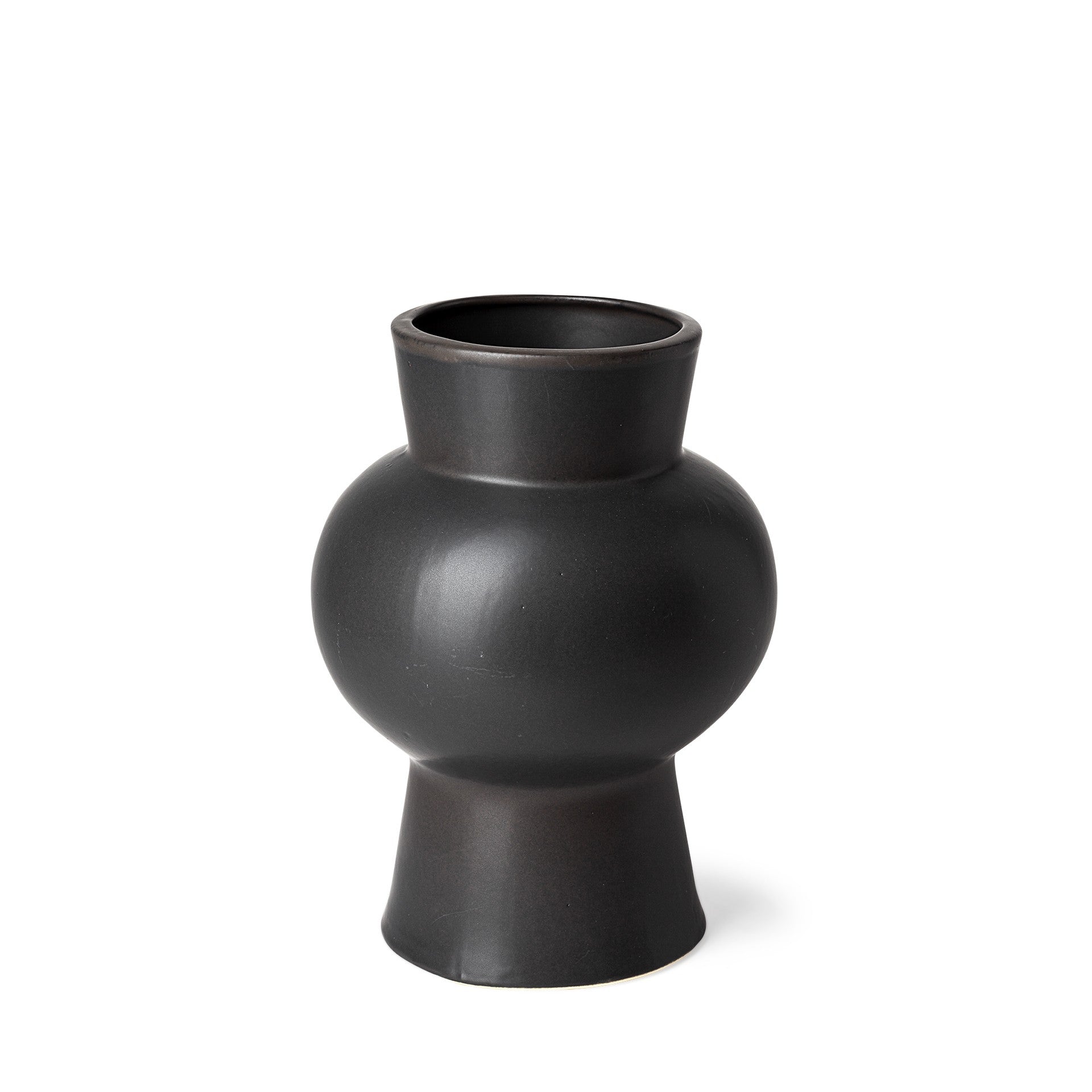 11 Matte Black Contempo Deco Ceramic Vase