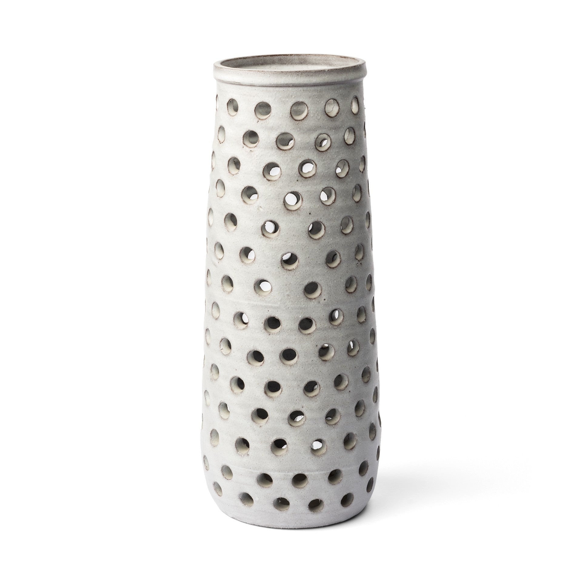 19 Organic White Glaze Pierced Dot Ceramic Vase