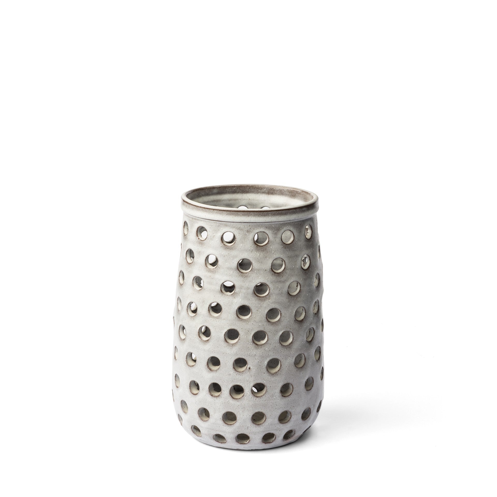 12 Organic White Glaze Pierced Dot Ceramic Vase