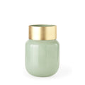 12 Smokey Green and Glass Rounded Oval Vase