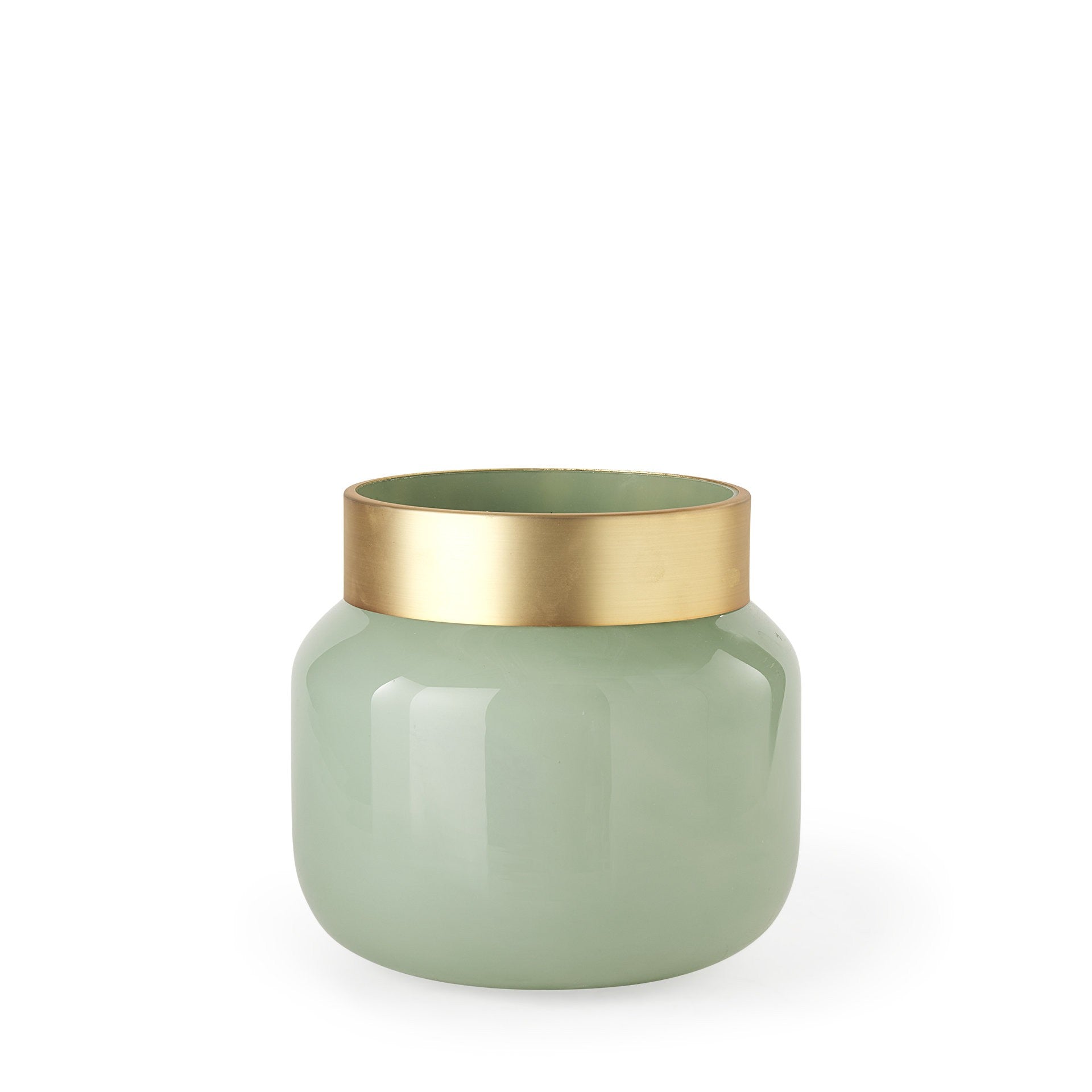 10 Smokey Green and Glass Rounded Square Vase