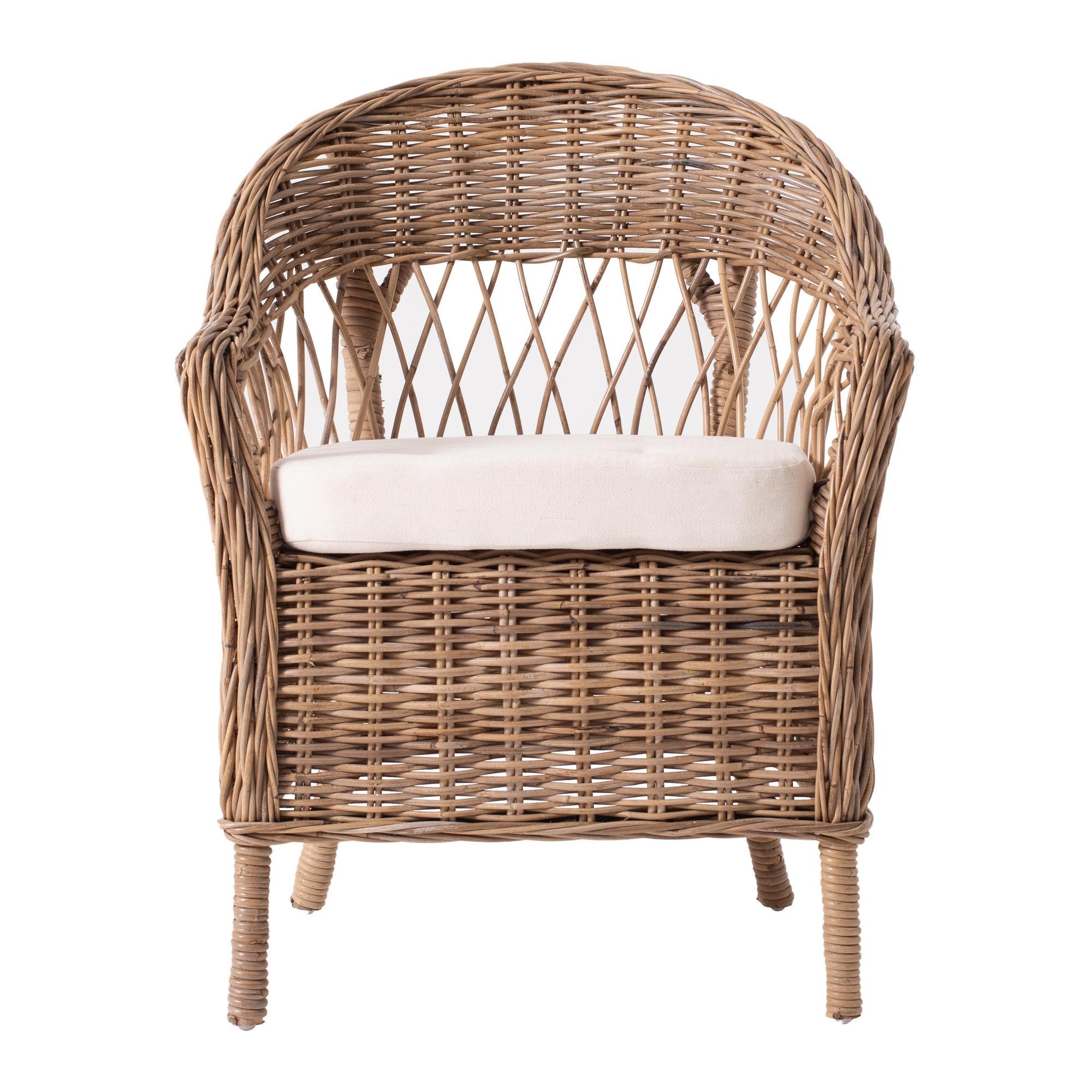 Set of Two Semi circle Back Wicker chairs with Seat cushion