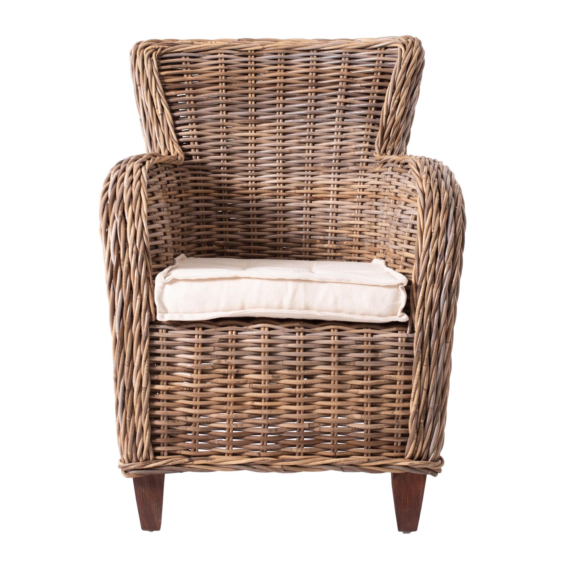 Set of Two Wide Edge Wicker chairs with Seat cushion