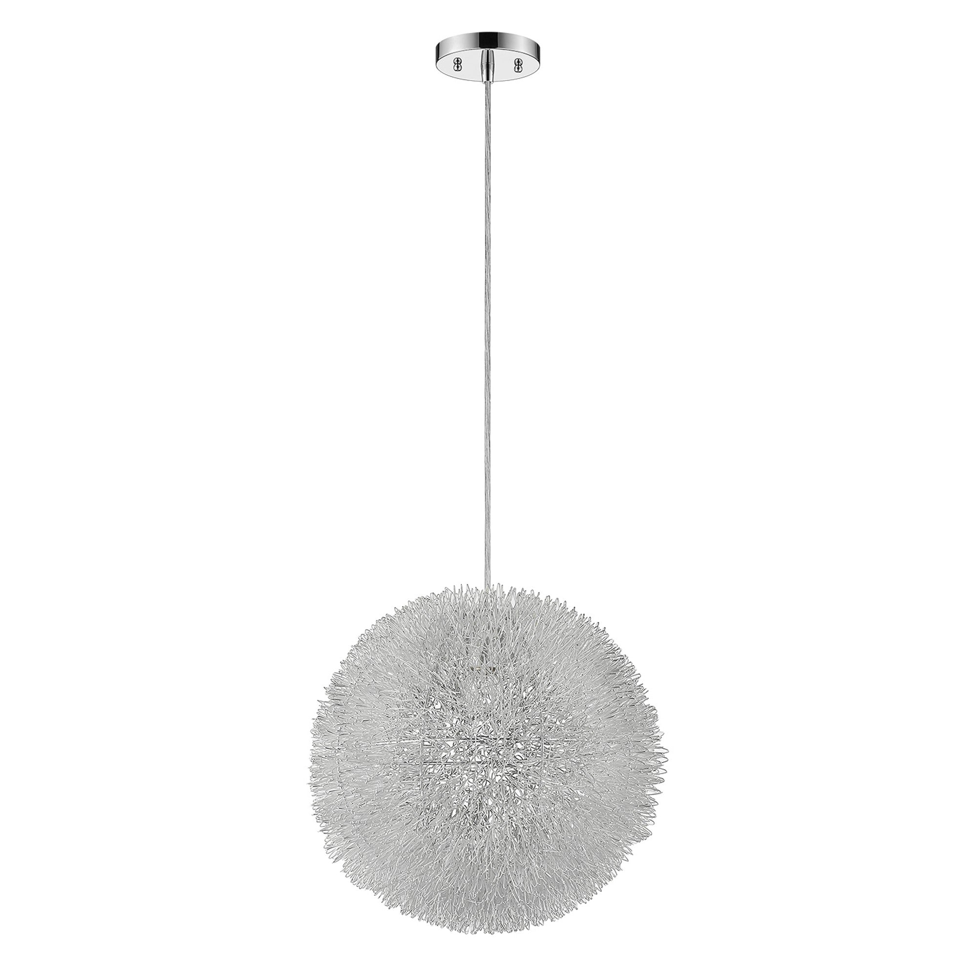 Luminary 1-Light Metallic Silver Pendant With Hand Woven Aluminum Wire Shade (12)