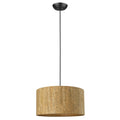 Matte Black Cork Shade Modern One Light Hanging Pendent Lamp