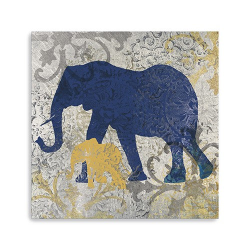 20 Exotic Blue and Gold Elephant Canvas Wall Art