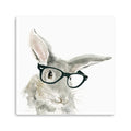 30 x 30 Watercolor Cutie Rabbit in Glasses Canvas Wall Art