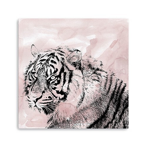 20 Pink Crouching Tiger Canvas Wall Art