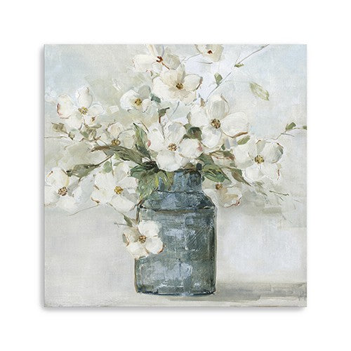 40 x 40 Watercolor Soft Pastel Dogwood Bouquet Canvas Wall Art