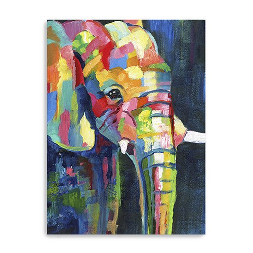 24 Bright Multi Color Elephant Canvas Wall Art