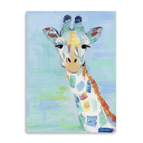32 x 24 Pastel Patchwork Giraffe Canvas Wall Art