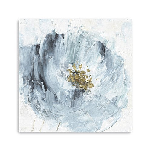 30 x 30 Watercolor Abstract Gray Blue Flower Canvas Wall Art