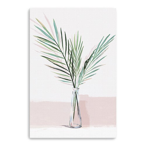 36 Pretty Green Foliage Pink Canvas Wall Art
