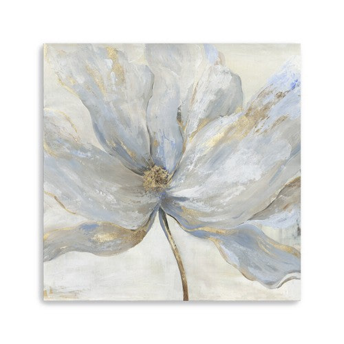 40 Soft Blue and Grey Flower with Gold Details Canvas Wall Art
